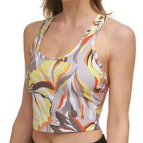 Calvin Klein Performance Printed Racerback Cropped Tank Top Sz XL - Picture 1 of 10
